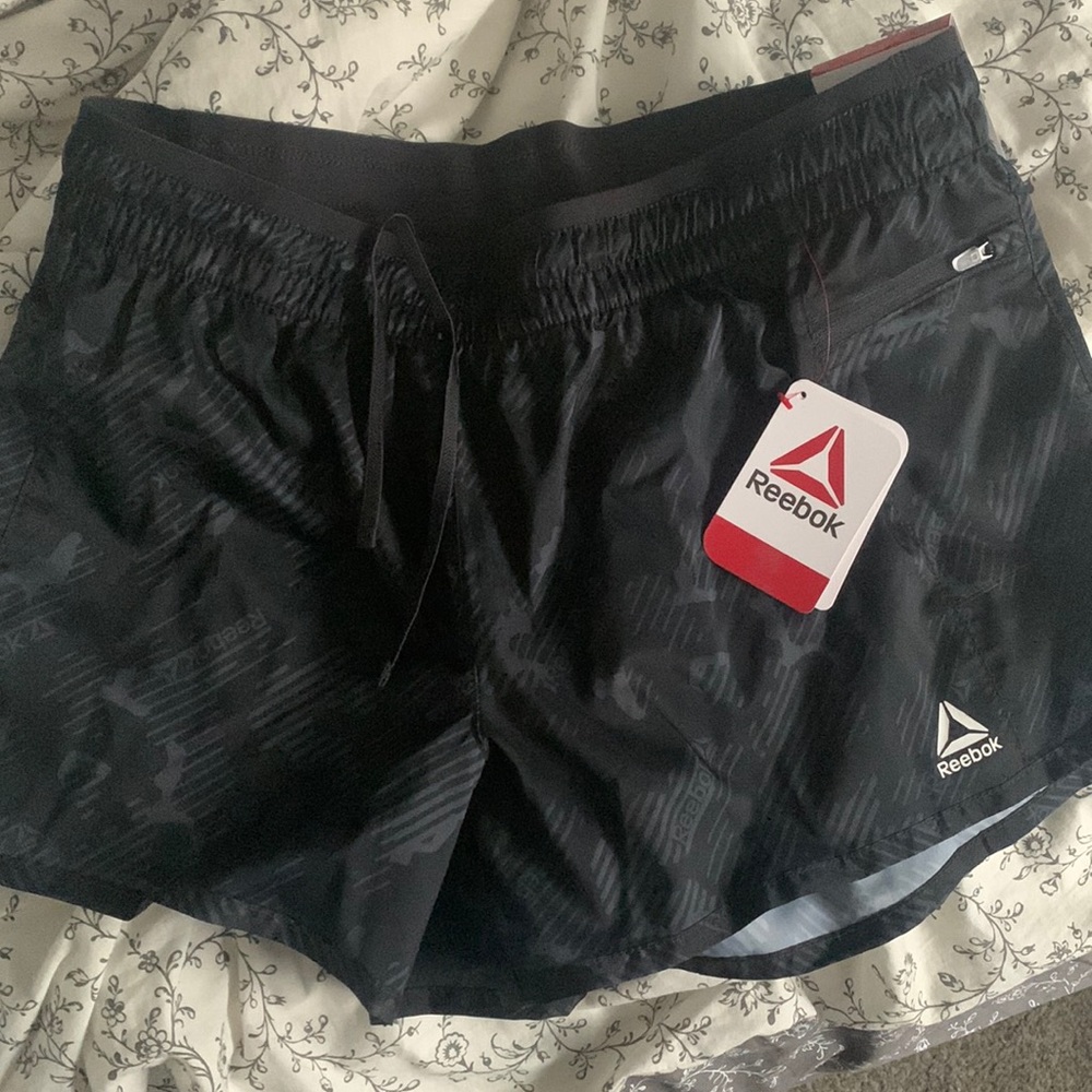 black rebok shorts